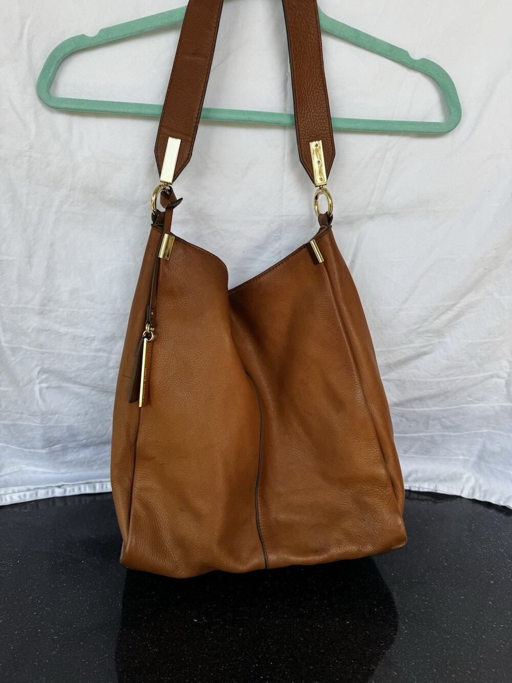 Vince Camuto Leather Hobo Bag soft unstructured Slouchy Dark Rum Rosen